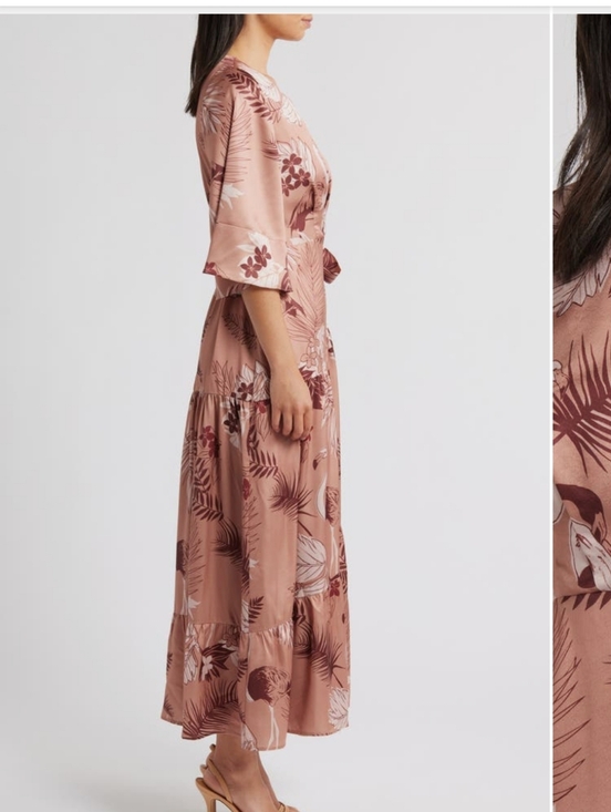 Ciebon Qwynn Maxi Dress Women's Blush Pink Floral Wrap Maxi Dress - Picture 3 of 9